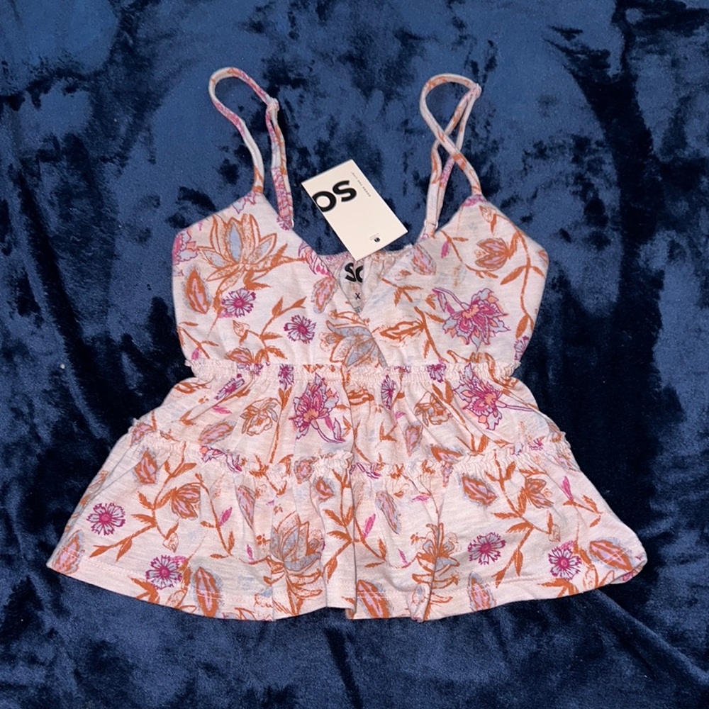SO Pink and Orange Camisole Peplum Top